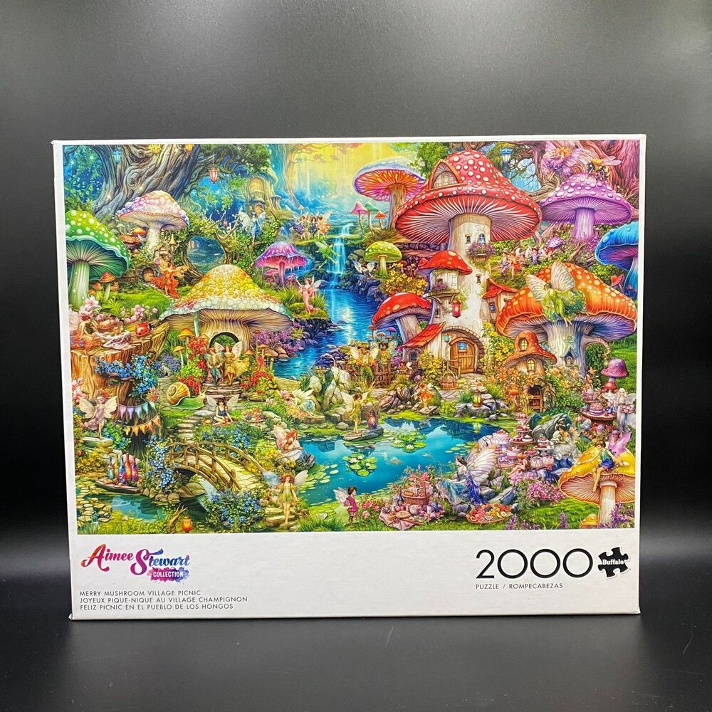 2000 Piece Puzzle – Merry Mushroom Village Picnic – Aimee Stewart